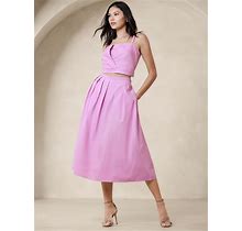 Women's Poplin Pleated Midi Skirt Pink Lavender Regular Size 0
