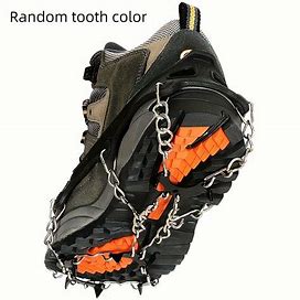2Pcs Ice Cleats Traction Gear, Non-Slip Crampons With 8 Steel Spikes For Snow Camping Hiking Adventure,Temu