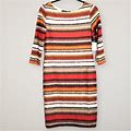 Sharagano Dresses | Sharagano Striped Knit Sheath Dress 8 | Color: Orange/Red | Size: 8