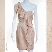 Cynthia Steffe Dresses | Cynthia Steffe Shiny Peach Ruffle 1-Shoulder Dress | Color: Cream/Tan | Size: 0
