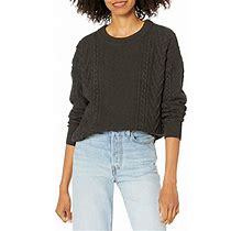 Cable Stitch Women's Cable Crewneck Sweater (X-Small, Charcoal)