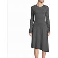 Vince Dresses | Vince Classic Basic Grey Asymmetrical Long Sleeves Fit Flare Midi Dress Size S | Color: Gray | Size: S