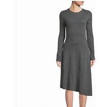 Vince Dresses | Vince Classic Basic Grey Asymmetrical Long Sleeves Fit Flare Midi Dress Size S | Color: Gray | Size: S