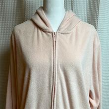 Denim&Co Tops | Denim&Co Baby Soft Terry Cloth Zip Up Hoodie With Front Pockets1x Light Pink | Color: Pink | Size: 1X