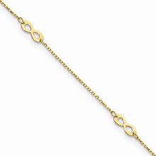 14K Yellow Gold Polished Infinity Symbol 9in Plus .75in Ext. Anklet