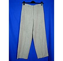 ZANELLA Jenna HERRINGBONE Taupe Trousers DRESS PANTS Lambswool/Silk FLAT FRONT 8