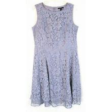 Isaac Mizrahi Fit Flare Dress Lace Blue Sz 12 Sleeveless A306547 Women