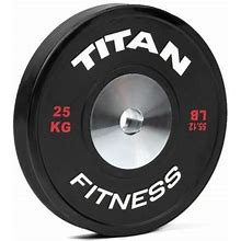Titan Fitness Black 25 Kg Elite Olympic Bumper Plates Sold Individually Competition Weight Plates Rubber With Steel Insert 25Kg
