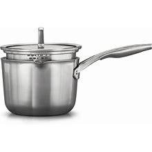 Calphalon Premier Stainless Steel Cookware, 3.5-Quart Sauce Pan With Pour And Strain Cover - Stainless Steel