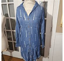 Cloth & Stone Anthropologie Womens Blue Chambray Tunic Dress XS
