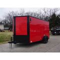 7X12 Enclosed Trailer Red V-Nose Blackout Package 3,500Lb Axle Storage