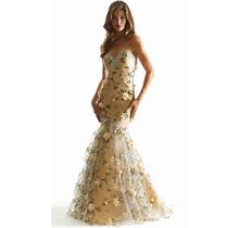 Mori Lee Women's Champagne 49067 - Floral Sweetheart Prom Dress Size 6