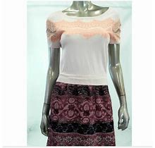 Maison Jules Women Dress S Pink Black A-Line Floral Knit Top Above Knee