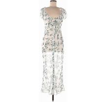 ASOS Casual Dress: Silver Floral Motif Dresses - Women's Size 6