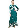 Bimba Women's Casual Floral Digital Green Printed Long Maxi Designer Dress-4