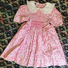 1980S Pink Flower Smocked Polly Flinders Dress Marked 5T