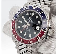 Rolex GMT-Master II 40mm Pepsi Bezel Steel Jubilee Watch 126710BLRO Box Papers