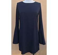 Likely Women's Navy Chiffon Bell Sleeve Cocktail Shift Dress Size 2