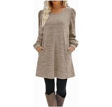 Winter Dresses For Women 2024 Long Sleeve Dress Business Casual Women Trendy Button Sweater Dress Vestidos Casuales Para Mujer Fall Fashion Flowy