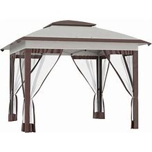 Outsunny 1 ft. W X 1 ft. D Metal Party Tent Canopy Metal/Soft-Top In Brown | 9.7 H X 11.7 W X 11.7 D In | Wayfair 1Fb9ff8e62b7932cd318242da4cd7787