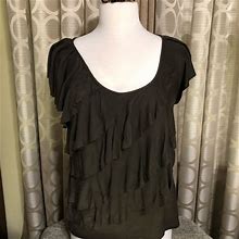 New Directions Tops | Layered Ruffle Blouse Sz M | Color: Green | Size: M