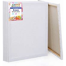 YHANEC Stretched Canvas, 18X24" Painting Canvas Panel, 12Oz Primed, 3/4 " Thick, 100% Cotton, Set Of 5 Large Canvases For Acrylic Pouring, Oil Paint