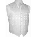 Men's White Paisley Tuxedo Vest, Tie & Hankie Set. Formal, Dress, Wedding, Prom