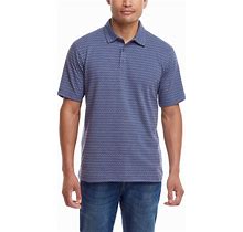 Weatherproof Vintage Men's Short Sleeve Jacquard Polo Shirt - Blue - Size Large