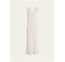 The Row Folosa Open-Knit Maxi Silk Dress, White, Women's, Small, Casual & Work Dresses Maxi Dresses