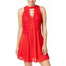 Macy's Dresses | Choker A-Line Red Lace Dress | Color: Red | Size: M