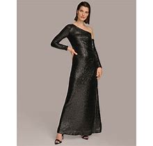 Donna Karan Women's Sequin One-Shoulder Gown Dress - Black