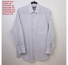 Marks & Spencer Man MEDIUM 15.5X30 White Gray Black Long Sleeve Button Up Shirt