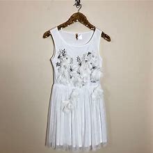 H&M Dresses | H&M White Tulle Embellished Beaded Dress | Color: Cream/White | Size: 4