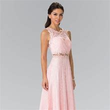 Gls Collective Dresses | New Long Sleeveless A-Line Dress Embroidered With Lace And Zipper Back Gl1460 | Color: Pink | Size: Various