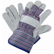 Rugged Blue General Purpose Leather Palm Work Gloves L-Large 12 Pack
