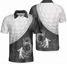 HYPERFAVOR Versatile Golf Polo Shirts For Men - Golfball And Golfer With Smoke - Golf Shirts Short Sleeve Polo