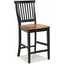 Home Styles Wood Counter Stool With Slat Backs And Black And Rich Oak Seat Finish