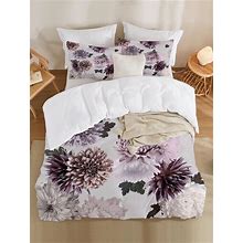 3Pcs/Set, Purple Daisies Flower Floral Pattern Super Soft Breathable Bedding Set For All Aeason (1 Duvet Cover + 2 Pillowcases), Multiple Sizes Available, No Comforter,168229