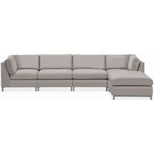 Room & Board | Modern Stevens Five-Piece Modular Sofa W/ Ottoman In Grey Hines Fabric | Stain-Resistant Fabric