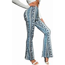 Women's Boho Retro Bell Bottom - 70S Vintage Floral Flare High Waist Stretch Leggings Casual Trousers Yoga Pants
