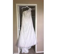 David's Bridal Soft White Wedding Dress Size 14