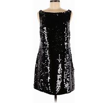 Banana Republic Cocktail Dress - Shift Boatneck Sleeveless: Black Print Dresses - Women's Size 8