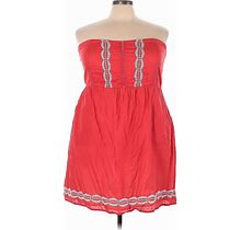 Torrid Casual Dress - A-Line Strapless Sleeveless: Red Print Dresses - Women's Size 3X Plus