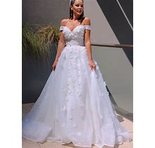 2024 Ivory Wedding Dress Tulle V-Neck Ball Gown Long