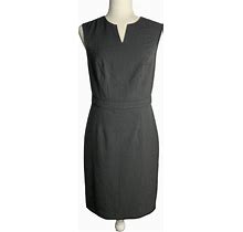 Limited Sleeveless Sheath Dress 4 Grey Split V Lined Zip Knee Length