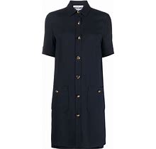 Moschino - Heart-Button Short-Sleeve Dress - Women - Viscose/Acetate/Acetate/Cupro - 42 - Blue