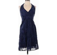 Lilly Pulitzer Casual Dress Halter Sleeveless: Blue Jacquard Dresses - Women's Size 4