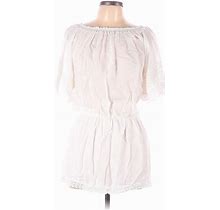Melissa Odabash Casual Dress - Mini High Neck 3/4 Sleeves: White Print Dresses - Women's Size Large