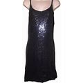 Spell Bound Vintage Black Sequined Spaghetti Strap Dress Size Large