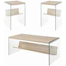 Convenience Concepts Soho 2 Piece Modern Coffee Table And Set Of 2 End Table Set In Glass
